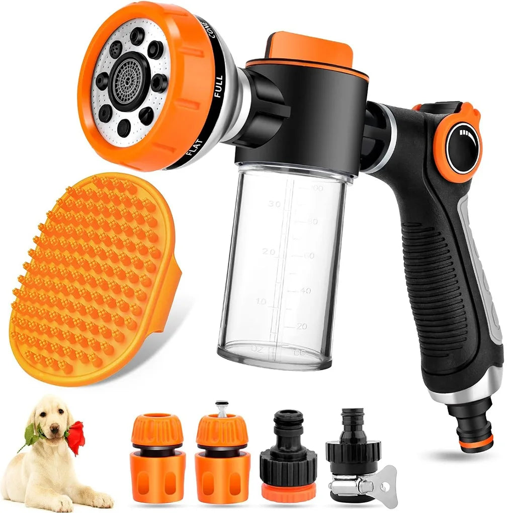 Pet Dog Shower Adjustable Mode High-pressure Sprayer Nozzle Hose Gun Cleaning Bath Water Foam Soap Foam Lance Sprayer Clean Tool