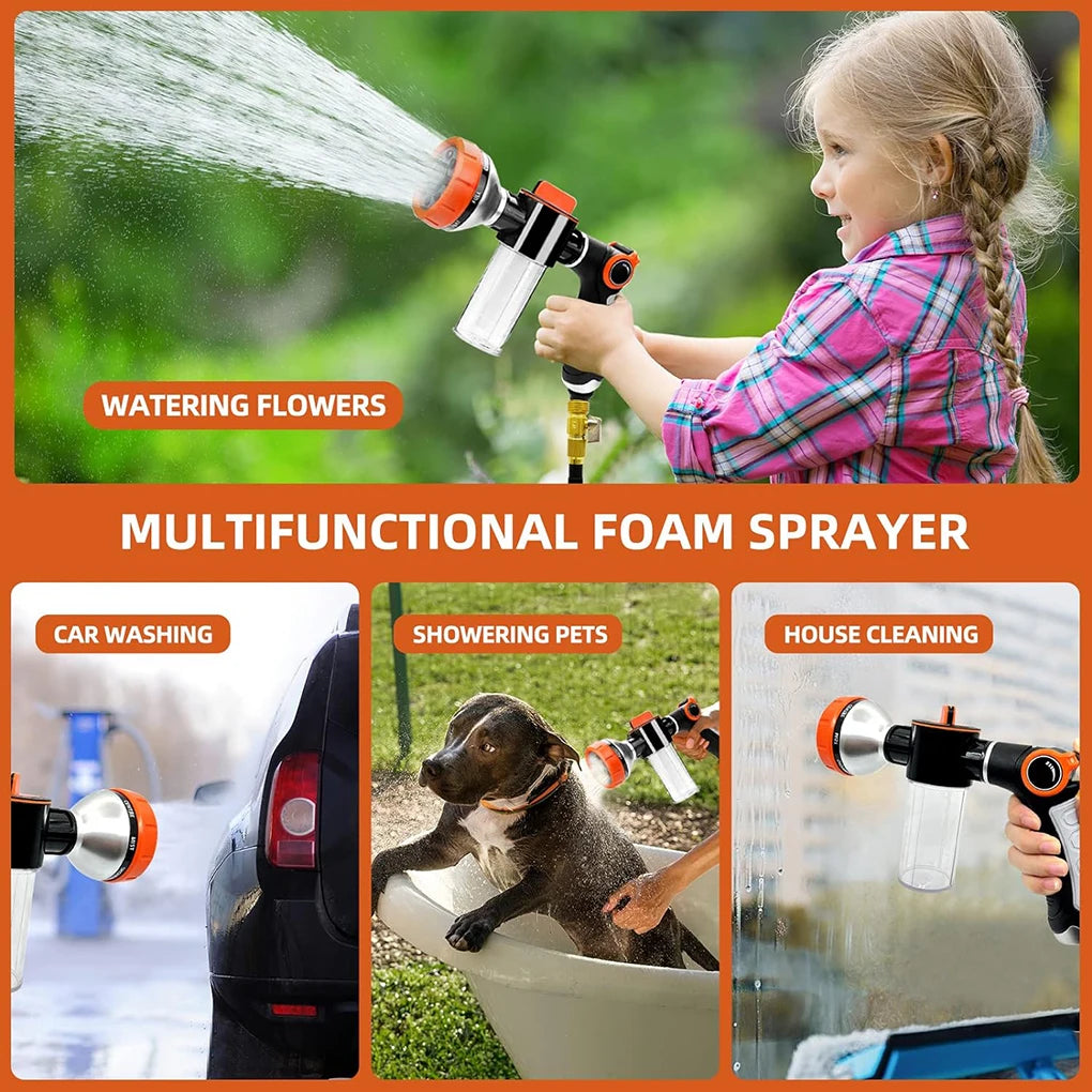 Pet Dog Shower Adjustable Mode High-pressure Sprayer Nozzle Hose Gun Cleaning Bath Water Foam Soap Foam Lance Sprayer Clean Tool