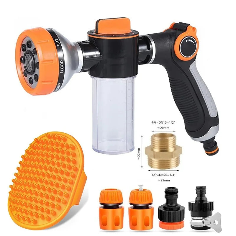 Pet Dog Shower Adjustable Mode High-pressure Sprayer Nozzle Hose Gun Cleaning Bath Water Foam Soap Foam Lance Sprayer Clean Tool