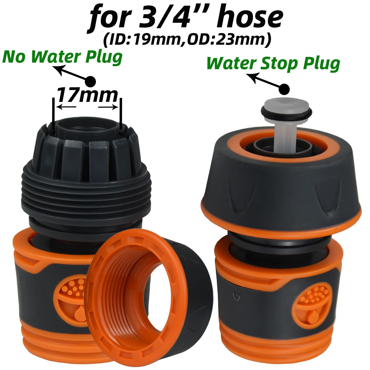 KESLA 2pcs 1/2" 3/4" Garden Hose Adapter 16mm Quick Connector Stop Plug Coupler Joint Water Irrigation Tube Repair Extender