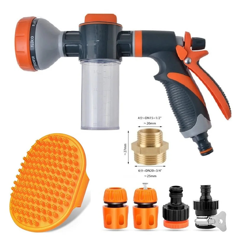 Pet Dog Shower Adjustable Mode High-pressure Sprayer Nozzle Hose Gun Cleaning Bath Water Foam Soap Foam Lance Sprayer Clean Tool