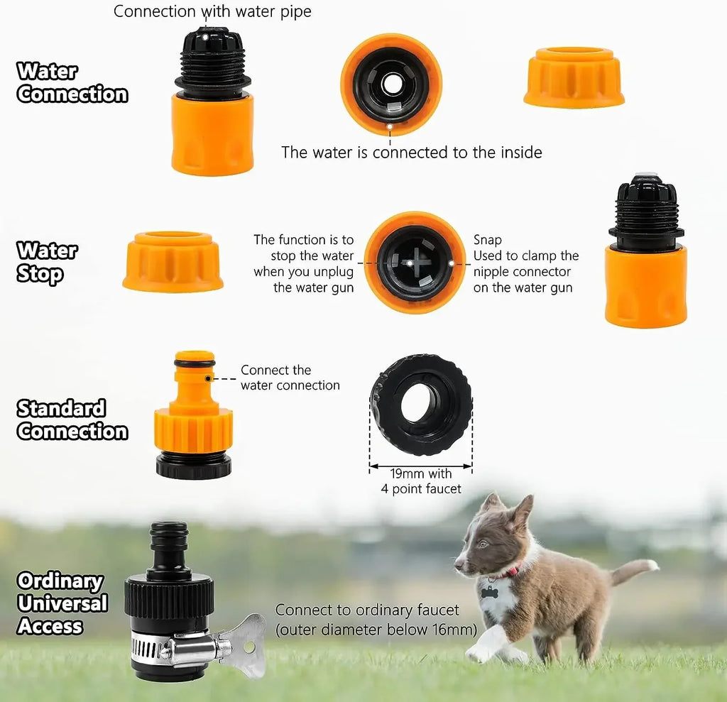 8 in 1 High Pressure Foam Pet Shower Gun Adjustable Hose Nozzle Multifunctional Tool for Dog Cat Bath Garden Vehicle Washing