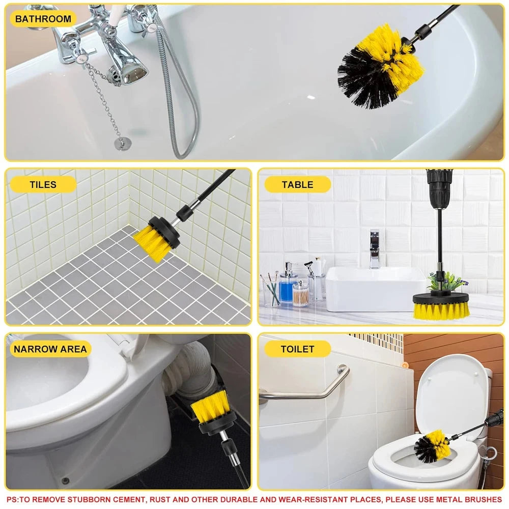 Electric Drill Brush Tire Brush Set Bathroom Plastic Round Cleaning Brush Multifunctional Household Cleaning Tool Accessories