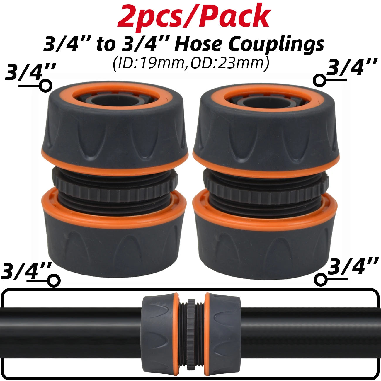 KESLA 2pcs 1/2" 3/4" Garden Hose Adapter 16mm Quick Connector Stop Plug Coupler Joint Water Irrigation Tube Repair Extender