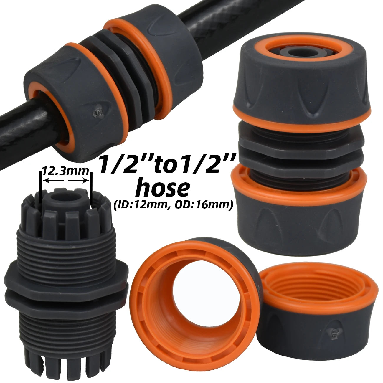 KESLA 2pcs 1/2" 3/4" Garden Hose Adapter 16mm Quick Connector Stop Plug Coupler Joint Water Irrigation Tube Repair Extender