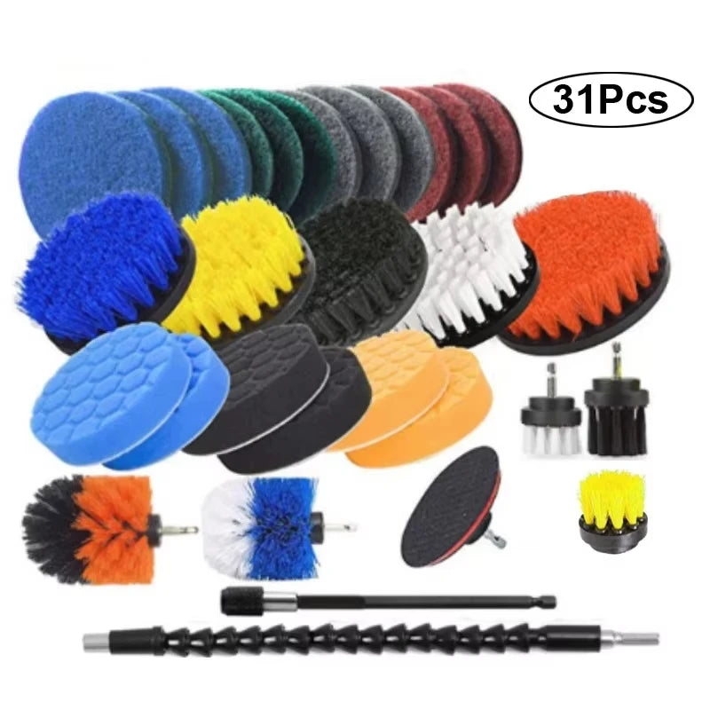 Electric Drill Brush Tire Brush Set Bathroom Plastic Round Cleaning Brush Multifunctional Household Cleaning Tool Accessories