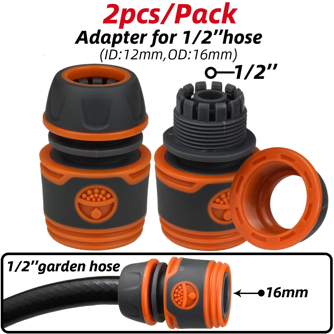 KESLA 2pcs 1/2" 3/4" Garden Hose Adapter 16mm Quick Connector Stop Plug Coupler Joint Water Irrigation Tube Repair Extender