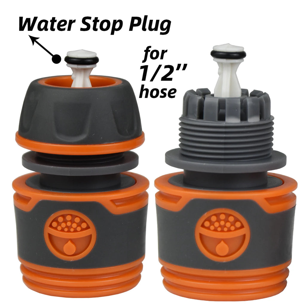 KESLA 2pcs 1/2" 3/4" Garden Hose Adapter 16mm Quick Connector Stop Plug Coupler Joint Water Irrigation Tube Repair Extender