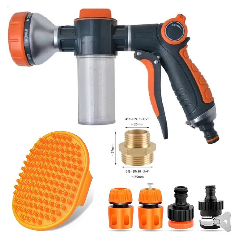 Pet Dog Shower Adjustable Mode High-pressure Sprayer Nozzle Hose Gun Cleaning Bath Water Foam Soap Foam Lance Sprayer Clean Tool